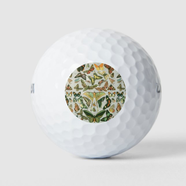 Vintage Butterfly Moth Pattern Print Golf Balls (Front)