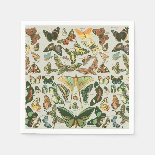 Vintage Butterfly Moth Pattern Print Napkin (Front)