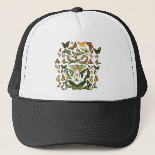 Vintage Butterfly Moth Pattern Print Trucker Hat
