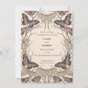 Vintage Butterfly Moth Wedding Invitation