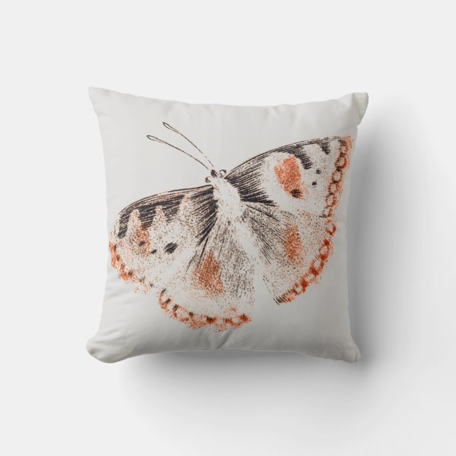 Vintage Butterfly Old Illustration Throw Pillow (Front)