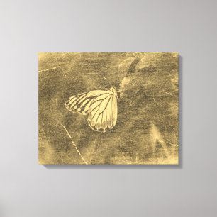 Vintage Butterfly on Flower #2 Wrapped canvas