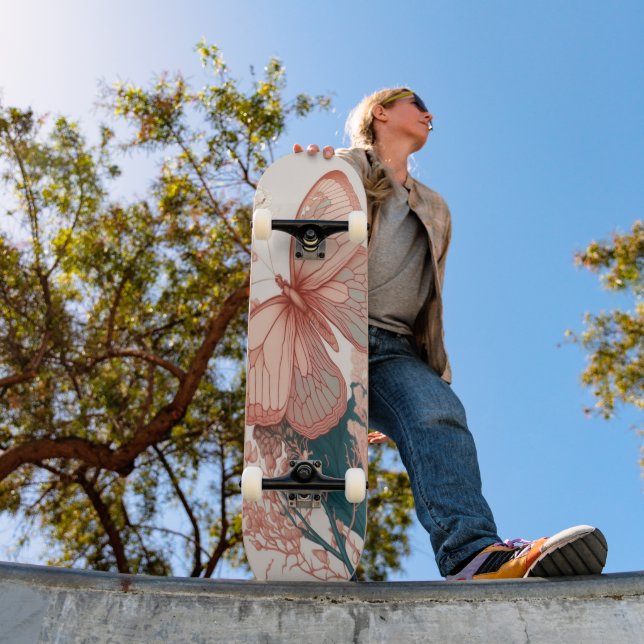 Vintage Butterfly on Flower Skateboard (Outdoor 1)