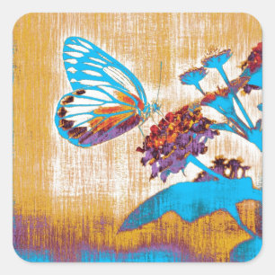 Vintage Butterfly on flower Square Sticker