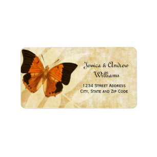 Vintage Butterfly on Parchment Label