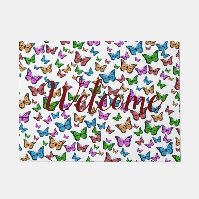 Vintage Butterfly Papillon Old Illustration Art Doormat (Front)
