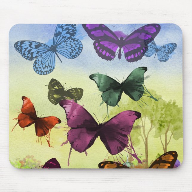 Vintage Butterfly Papillon Old Illustration Art Mouse Mat (Front)