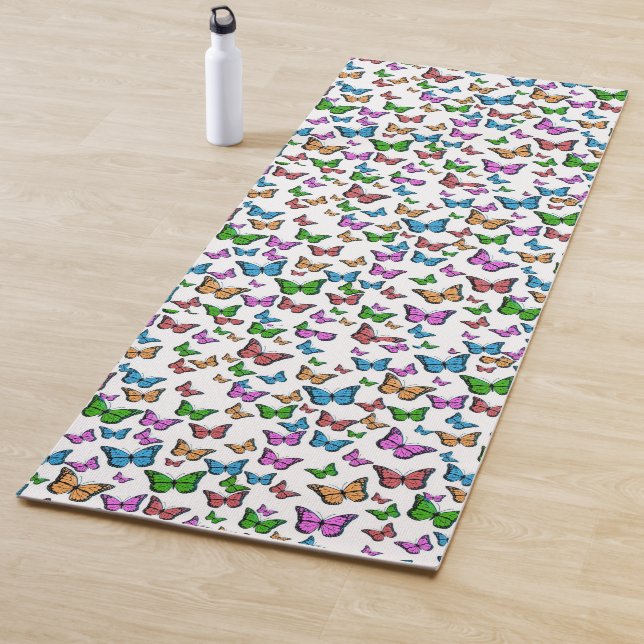 Vintage Butterfly Papillon Old Illustration Art Yoga Mat (In Situ)