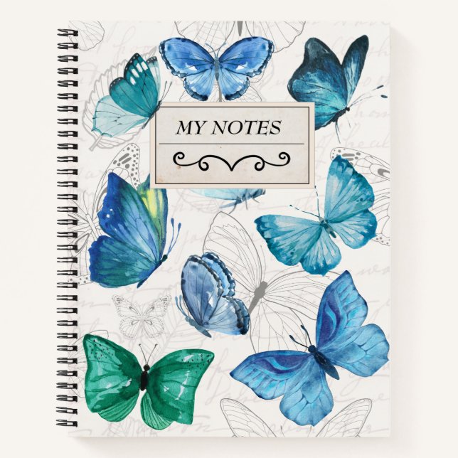 Vintage Butterfly  Personalised Name Notebook (Front)