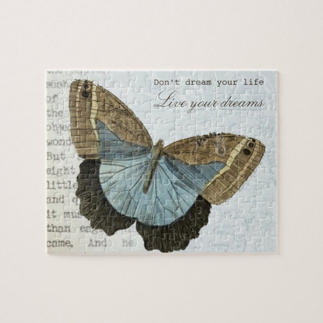 Vintage butterfly positive inspirational quote jigsaw puzzle (Horizontal)