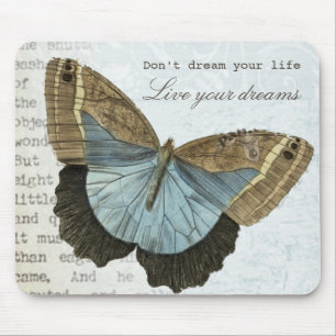 Vintage butterfly positive inspirational quote mouse mat