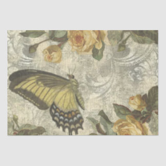 Vintage Butterfly & Roses Shabby Chic Decoupage Tissue Paper