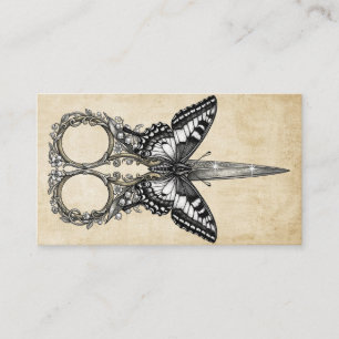 Vintage Butterfly Scissor Hair Stylist Business Card