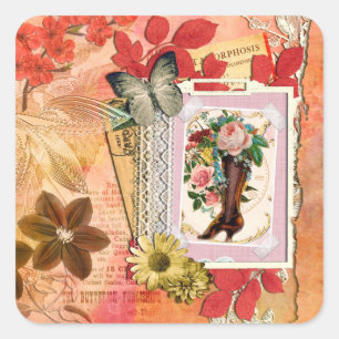 Vintage Butterfly Square Sticker
