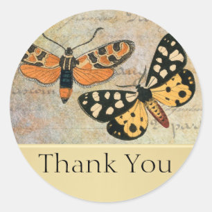Vintage Butterfly Thank You Classic Round Sticker