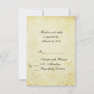 Vintage Butterfly Wedding RSVP Card