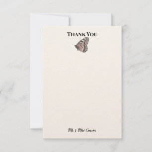 Vintage Butterfly Wedding Thank You Card