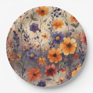Vintage Butterfly Wildflower (11) Paper Plate