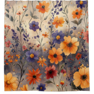 Vintage Butterfly Wildflower (11) Shower Curtain