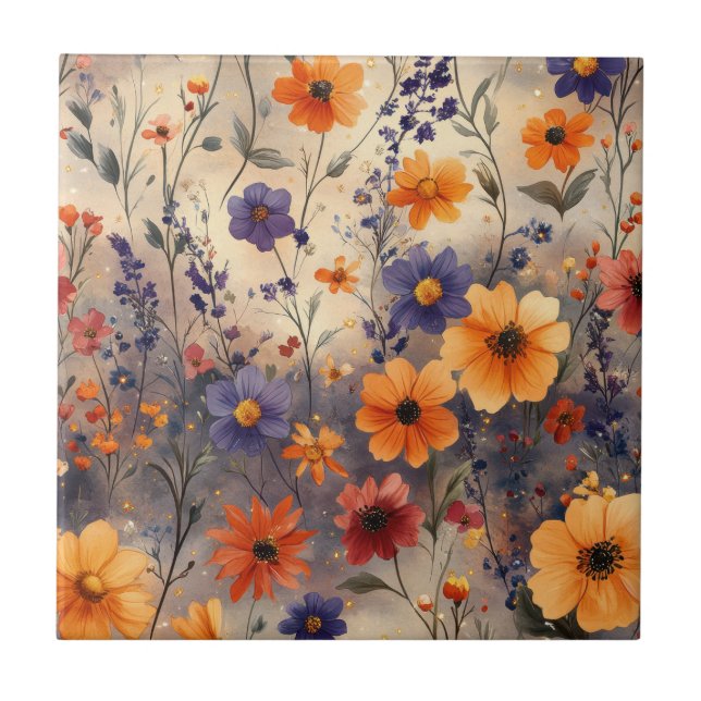 Vintage Butterfly Wildflower (11) Tile (Front)