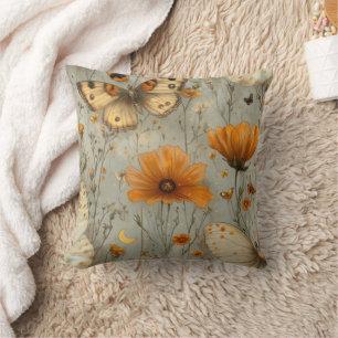 Vintage Butterfly Wildflower (1) Cushion