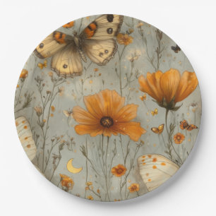 Vintage Butterfly Wildflower (1) Paper Plate