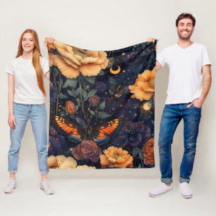 Vintage Butterfly Wildflower (2) Fleece Blanket