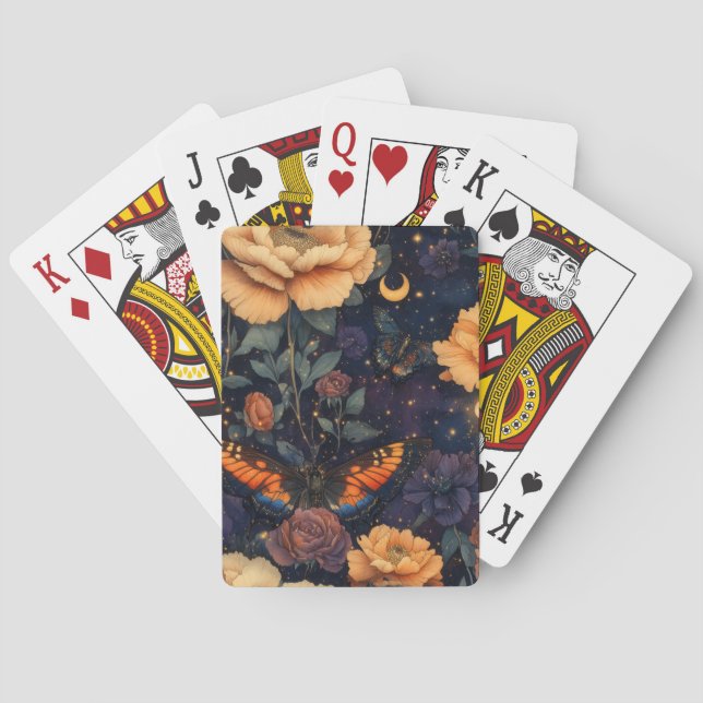 Vintage Butterfly Wildflower (2) Playing Cards (Back)