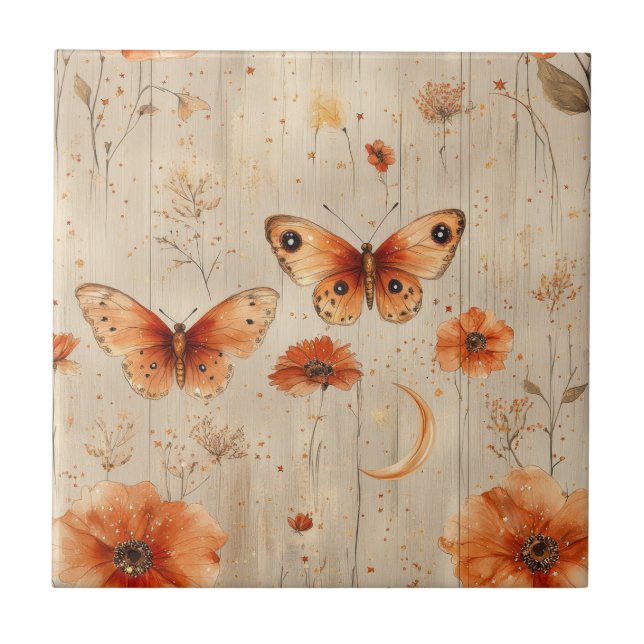 Vintage Butterfly Wildflower (3) Tile (Front)