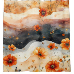 Vintage Butterfly Wildflower (4) Shower Curtain