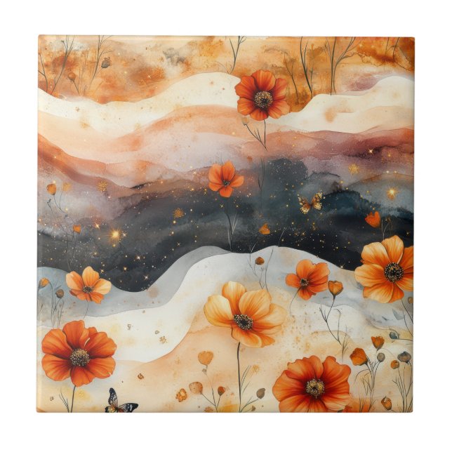 Vintage Butterfly Wildflower (4) Tile (Front)