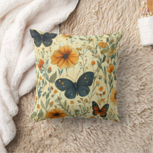 Vintage Butterfly Wildflower (5) Cushion