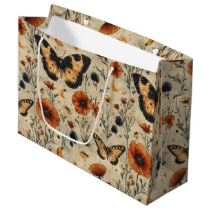 Vintage Butterfly Wildflower (5) Large Gift Bag