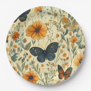 Vintage Butterfly Wildflower (5) Paper Plate