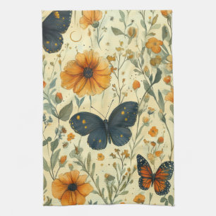 Vintage Butterfly Wildflower (5) Tea Towel