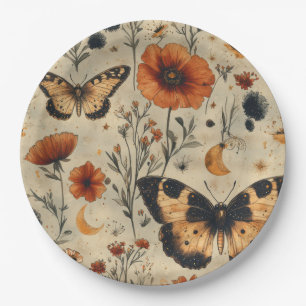 Vintage Butterfly Wildflower (7) Paper Plate