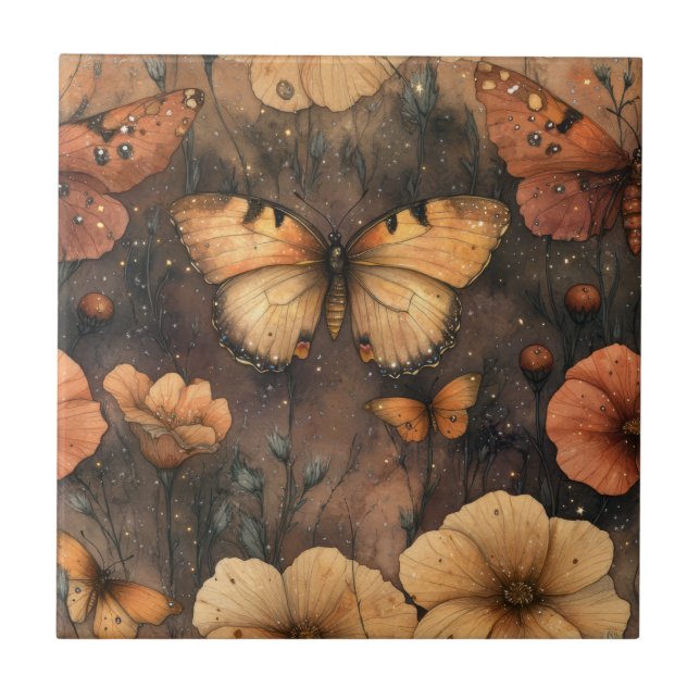 Vintage Butterfly Wildflower (8) Tile (Front)