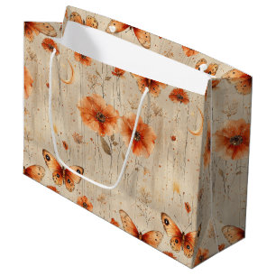 Vintage Butterfly Wildflower (9) Large Gift Bag