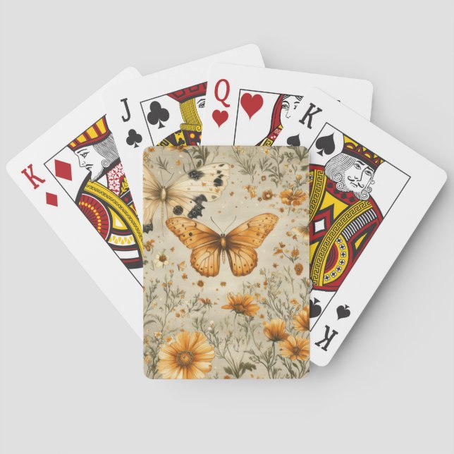Vintage Butterfly Wildflower (9) Playing Cards (Back)