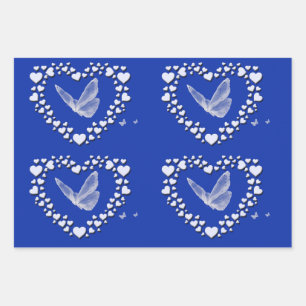 Vintage Butterfly Wrapping Paper Sheet Set of 3