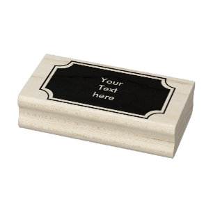 Vintage Button Rectangle with frame + your Name Rubber Stamp