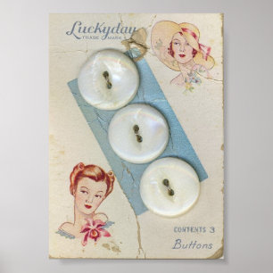 Vintage Buttons and Ladies Poster
