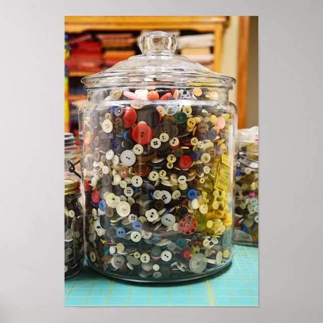 Vintage Buttons in a Jar Poster (Front)