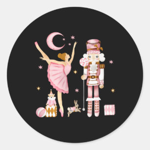 Vintage Byllet Nutcracker Christmas Pink Xmas Wome Classic Round Sticker