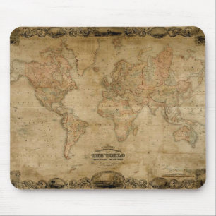 Vintage c1847 Colton's Old World Map Mousepad