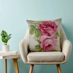 Vintage Cabbage Rose Elegance  Cushion