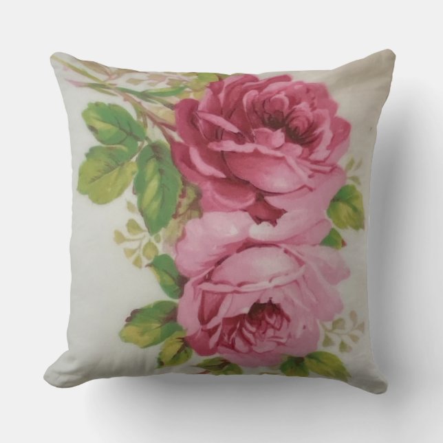 Vintage Cabbage Rose Elegance  Cushion (Front)