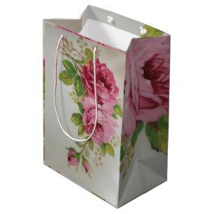 Vintage Cabbage Rose Elegance Medium Gift Bag