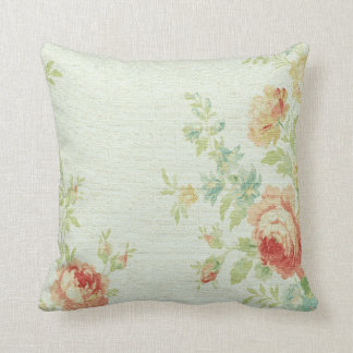 Vintage Cabbage Rose Throw Pillow-Pale Pink/Peach Cushion