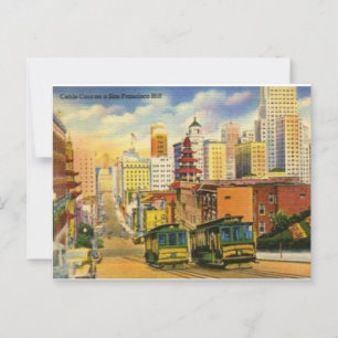 Vintage Cable Cars on San Francisco Hill  Postcard